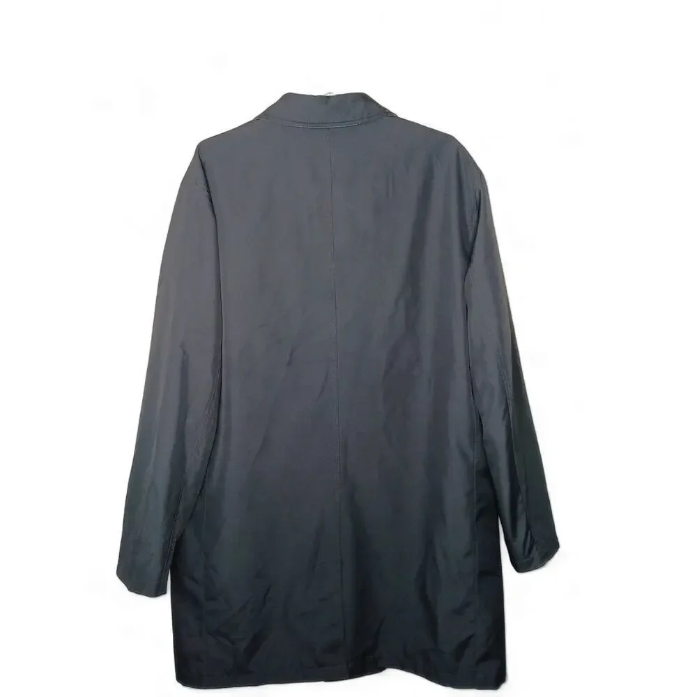 Cole Haan Men's Black Lightweight Trench Coat Size XL Water Resistant Button